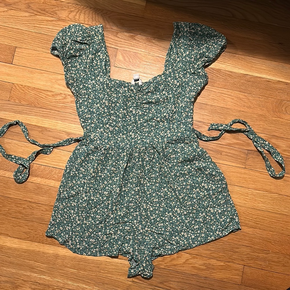 Floral Green Romper